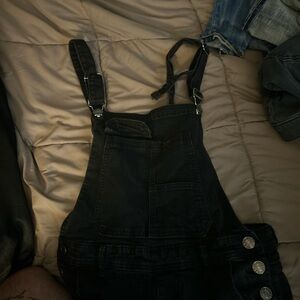 Black Denim Overalls